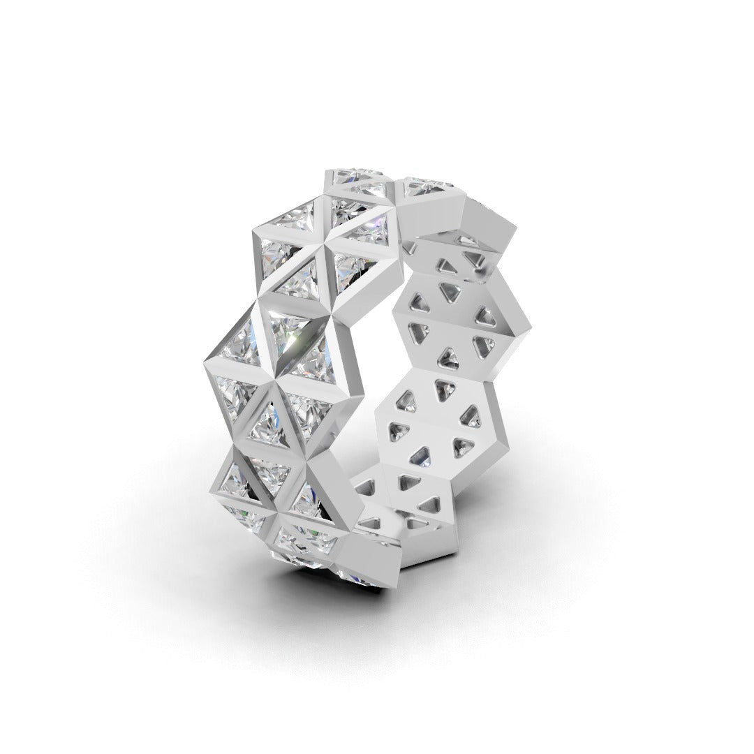 Triangle Gem Eternity Ring - Wide