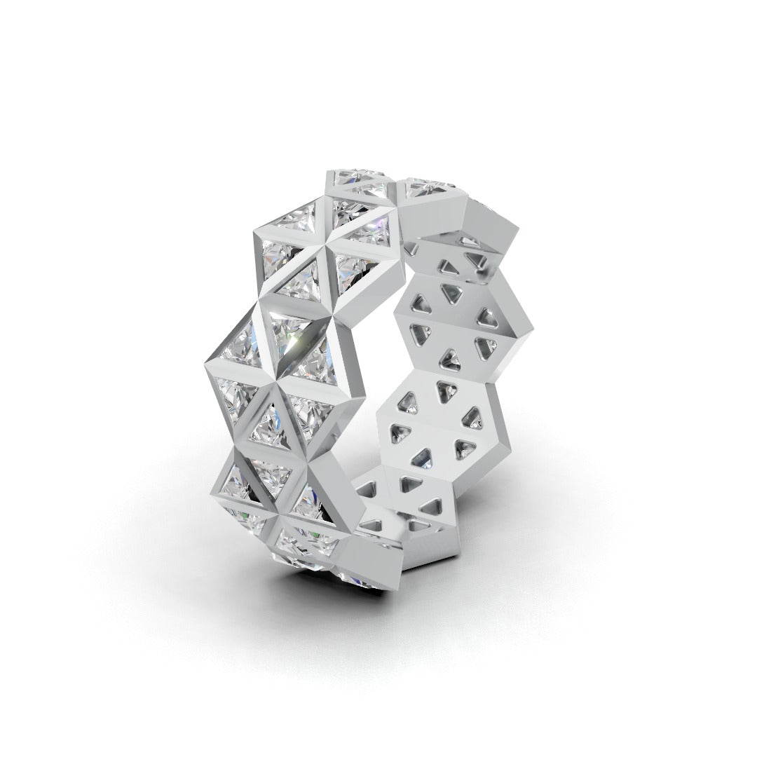 Triangle Gem Eternity Ring - Wide